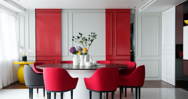 Dining Room: Red + White